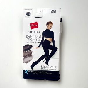 New In Package Hanes Premium Perfect with Comfortflex Blackout Tights Large